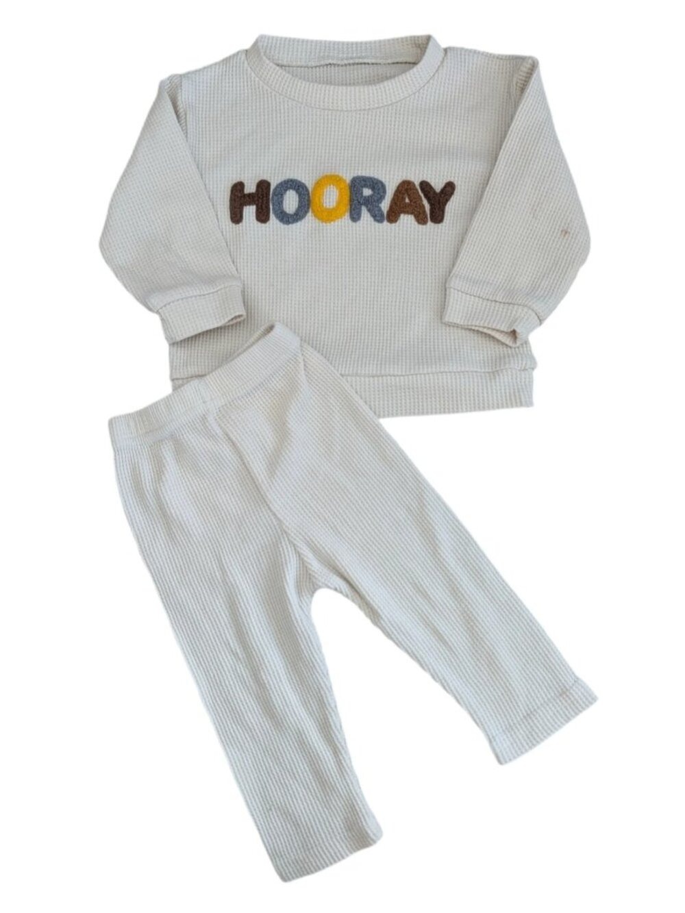 🩵 4/$20‎ "Hooray" Waffle Cream Set for kids baby 18m